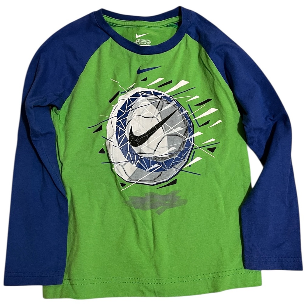 Nike Green and Blue Soccer Graphic Long Sleeve Shirt